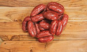 Gourmet dog food: Juicy beef sausages for dogs, a mouthwatering and high-quality protein source