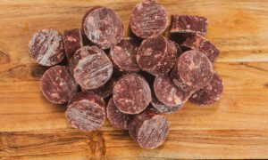 raw meat for dogs, succulent beef medallions, tender and full of flavour, providing a protein-rich and delectable meal for your canine companion.