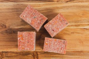 Savoury beef and vegetable cubes, a tasty and wholesome blend of flavours, providing a balanced meal for your canine companion